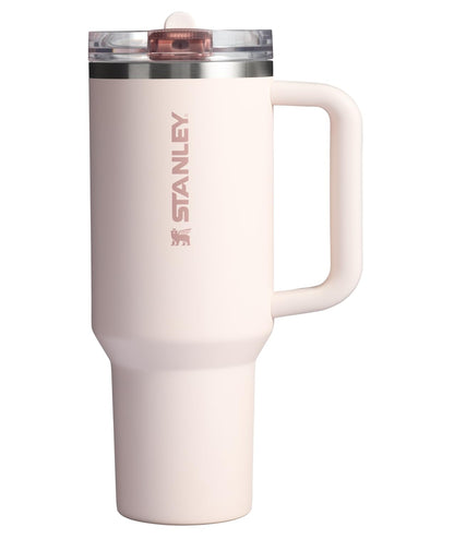Stanley Quencher ProTour - Vaso con Popote Abatible, Mango Integrado, Acero Inoxidable, Sin BPA - Rosa Cuarzo