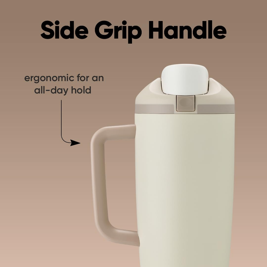 Owala FreeSip - Vaso de acero inoxidable, 40 onzas, color café (ligeramente tostado)