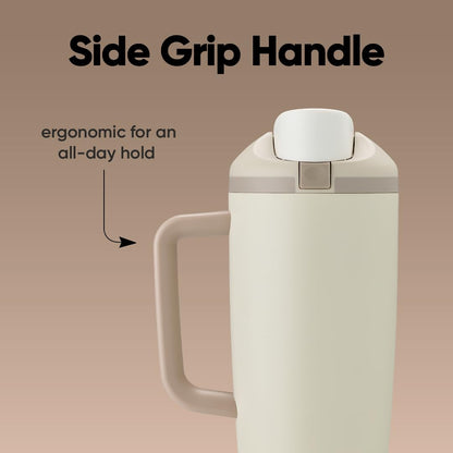 Owala FreeSip - Vaso de acero inoxidable, 40 onzas, color café (ligeramente tostado)