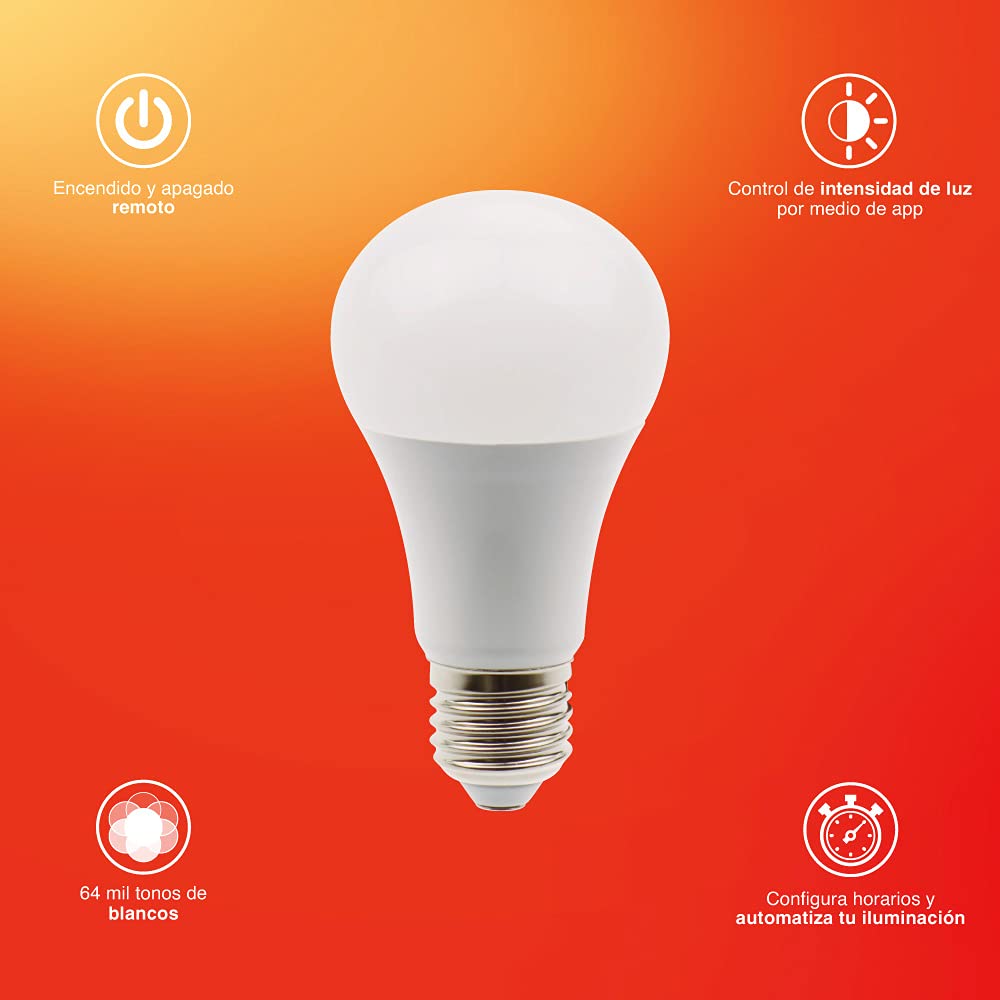 Kit de 3 focos LED Inteligentes,Tecnolite KIT GLOW SMART, CCT Atenuble + Foco Inteligente LED, GLOW SMART,7 W