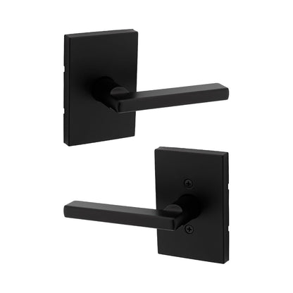 Kwikset Halifax Manija de Puerta de Entrada con Cerradura - Rectangle - Mate negro