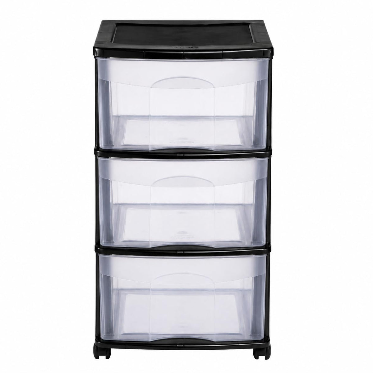 Italhome Cajonera FOX 3 de Plástico con Ruedas 3 Cajones Transparentes, Organizador Multiusos Móvil para Hogar y Oficina, Mueble Ligero Resistente, Color Negro