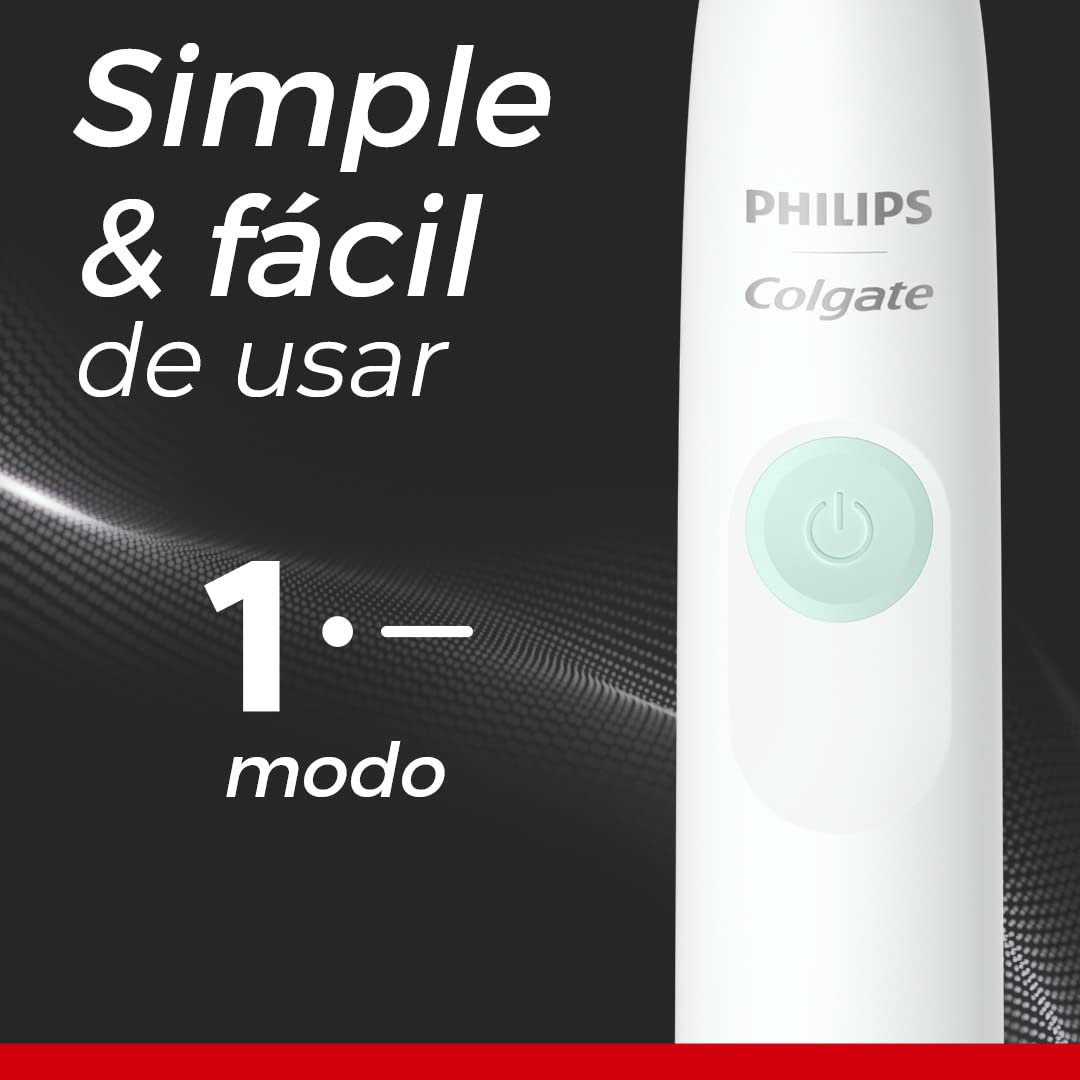 Philips Colgate Cepillo Dental Eléctrico SonicPro 10 con 4 Repuestos | Remueve 200% Más Placa, 31.000 Movimientos por Minuto, Cuidado Suave y Efectivo, 1 Modo de Cepillado: Clean