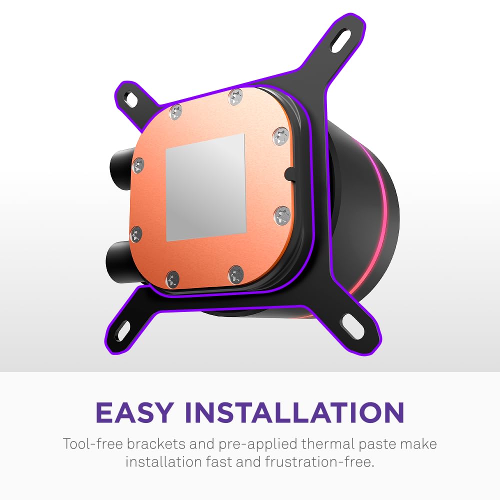 NZXT Kraken Core 360 RGB - AIO CPU Liquid Cooler - 360 mm Radiator - 360 mm Single-Frame Fan - Compatible with AMD® AM5/AM4 & Intel® LGA 1851/1700/1200/115X - Black
