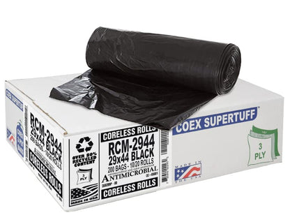 Aluf Plastics 26 galones para Slim Jim 1.25 mil (eq) bolsas de basura resistentes negras – 29 x 44 pulgadas – Paquete de 200 – para construcción, industrial, exterior y comercial