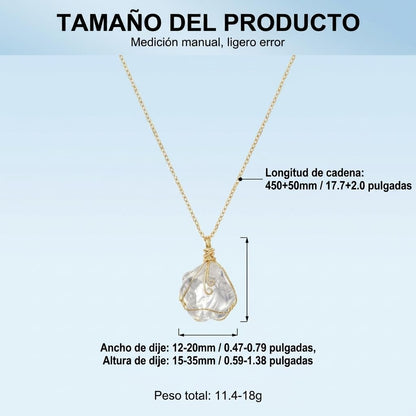 XYPHIELLE Collar de Cuarzo Blanco Natural para Mujer, Dije de Piedra de la Pureza Envuelto en Alambre, Joyería Minimalista y Clara, Regalo de Armonía