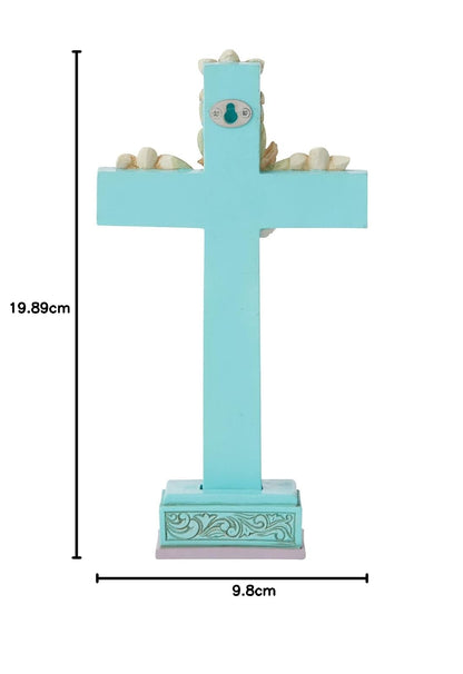 Enesco Jim Shore Heartwood Creek Cross con lirios de Pascua y paloma, 7.83 pulgadas, multicolor