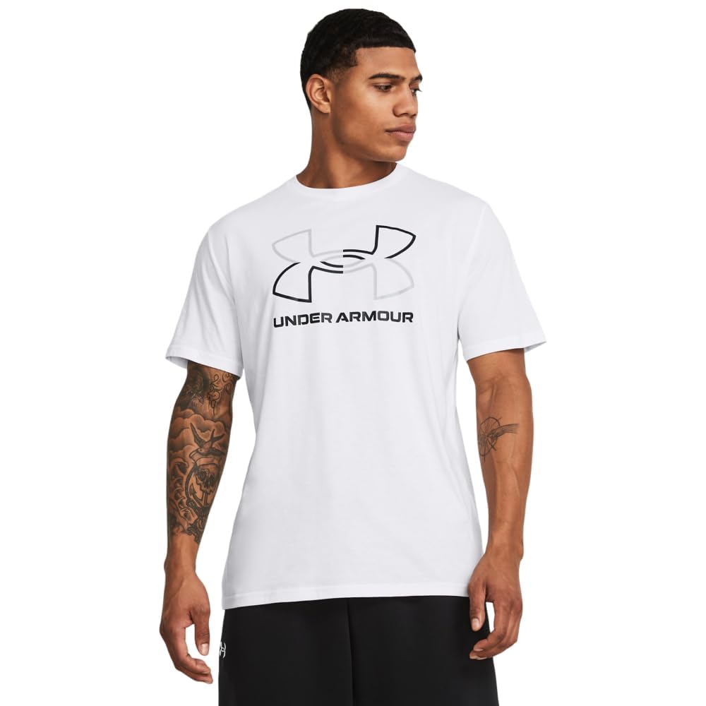 Under Armour Global Foundation - Playera de Manga Corta Playera para Hombre - (100) Blanco - Negro - CH