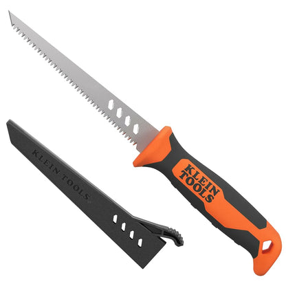 Klein Tools 31711 Sierra de raspar de hoja fija con vaina, dientes de tierra triples cortados para paneles de yeso, madera contrachapada, plástico y tablero de pared, hoja de acero endurecido