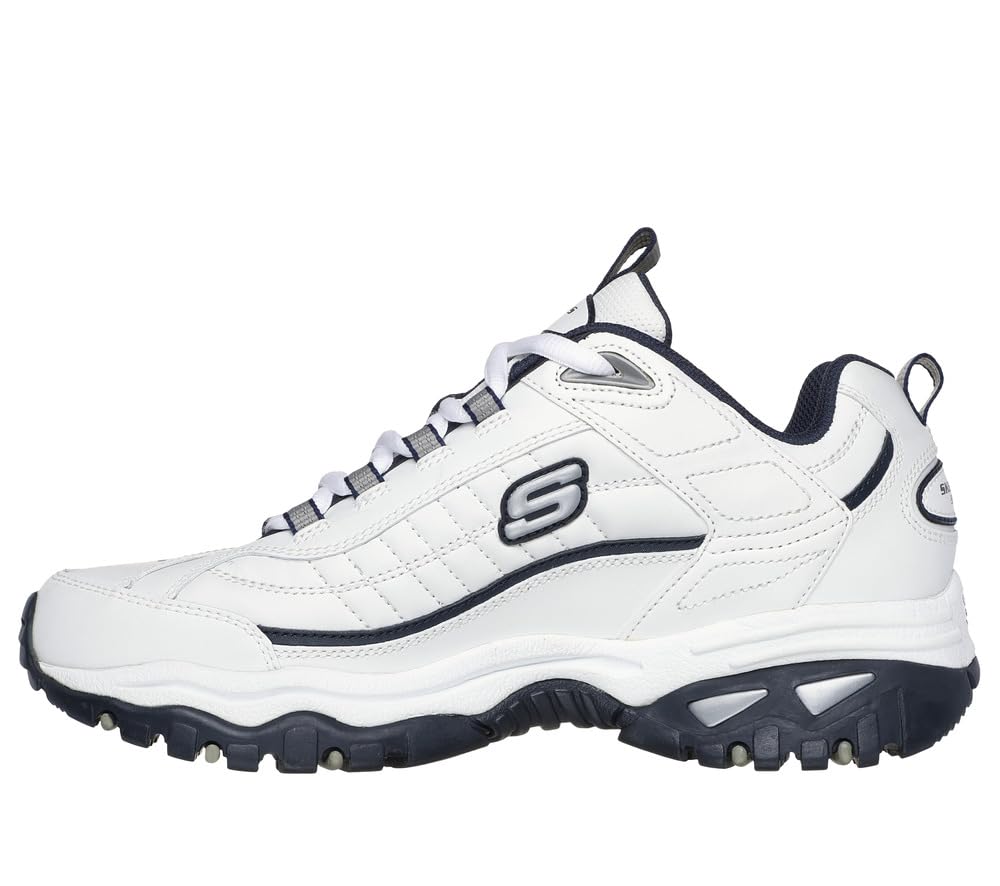 Skechers Tenis para Hombre con Espuma Viscoelástica - 27.0 cm - Blanco - Azul Marino
