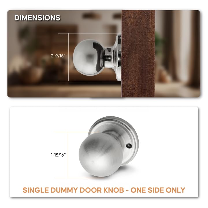 Copper Creek BK2090SS Ball Dummy Door Knob, Satin Stainless