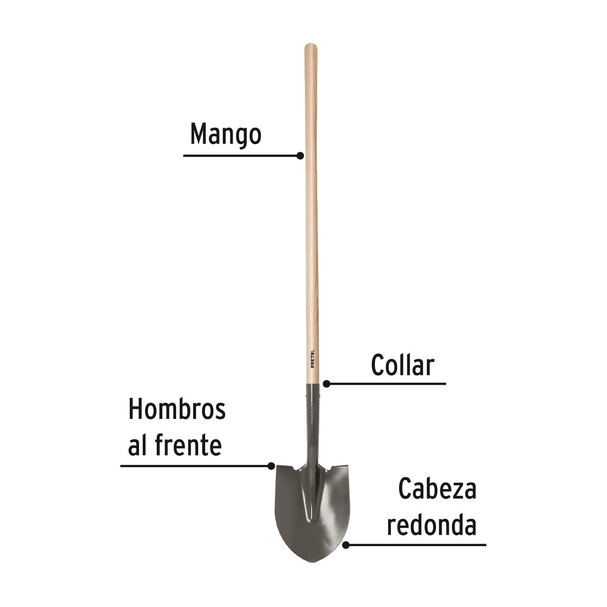 Pretul PRD-L, Pala redonda, mango largo, Pretul, mango madera