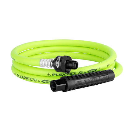 Flexzilla Ball Swivel Whip Air Hose, 1/4 in. x 4 ft. (1/4" MNPT Ball Swivel x 1/4" FNPT Ends), Heavy Duty, Lightweight, Hybrid, ZillaGreen - HFZ1405YW2B