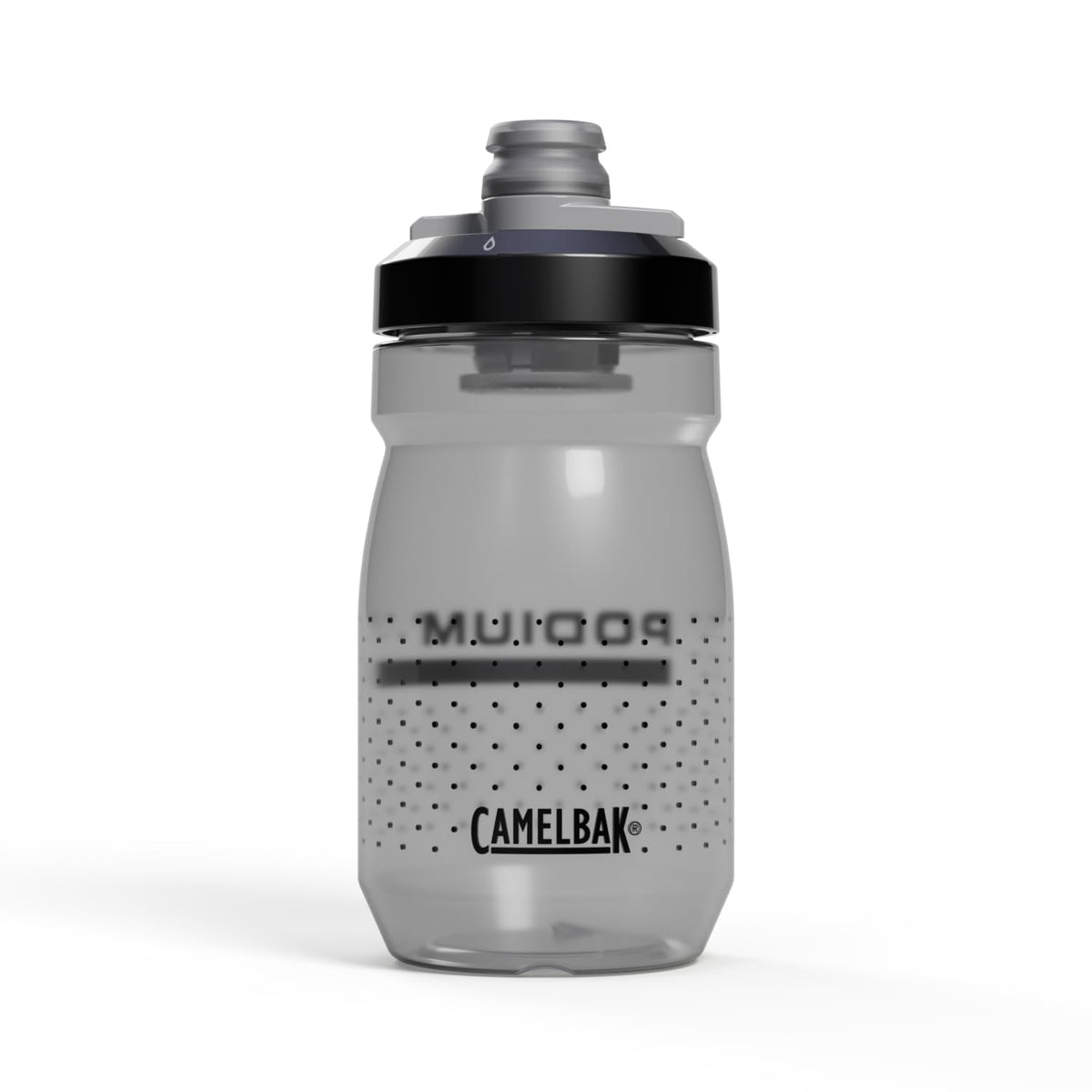 CamelBak Podium - Botella de agua para bicicleta de 15 onzas, fácil de apretar, se adapta a la mayoría de jaulas de bicicleta, humo