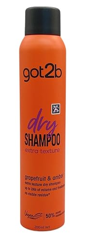 Got2b Shampoo en seco para cabello, Texture, fragancia duradera de hasta 48 horas, frescura instantánea, fórmula vegana, 200ml.