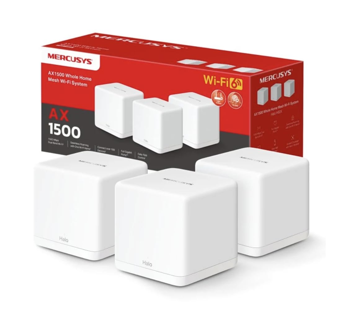 Mercusys Halo H50G Sistema WiFi Mesh AC1900, 3 Piezas - WiFi6 AX1500 Gigabit Paquete de 3