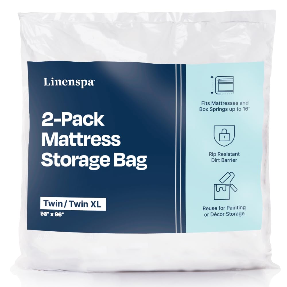 Linenspa 2 Bolsa de colchón para mudanza y Almacenamiento, Queen, Transparente