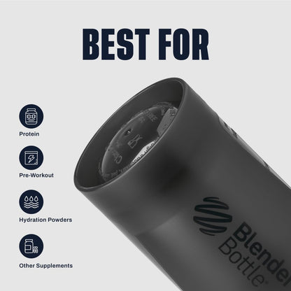 BlenderBottle Classic V2 - Botella coctelera perfecta para batidos de proteínas y pre entrenamiento, 28 onzas (paquete de 2), negro y azul marino