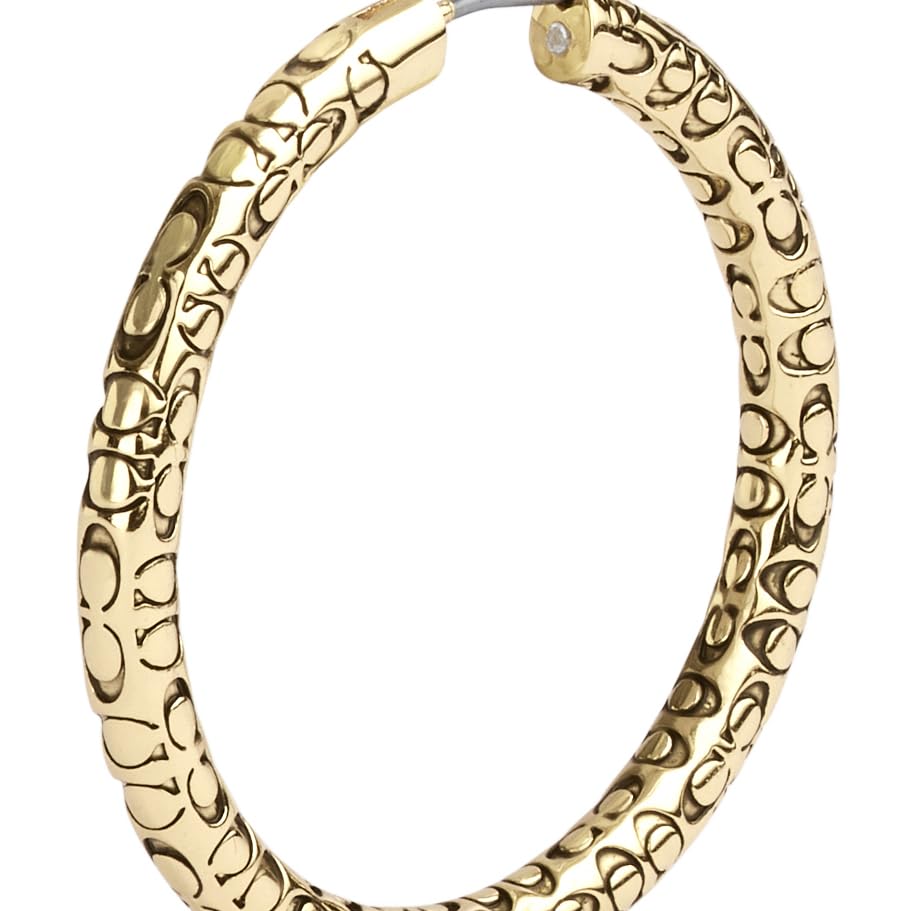 COACH - arete de aro acolchados para mujer, Una talla, Latón, No es una piedra preciosa