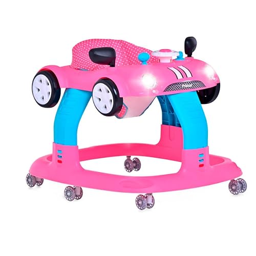 PRINSEL | Andadera Auto Girl LX para bebés Rosa, Tablero Didáctico y Luces