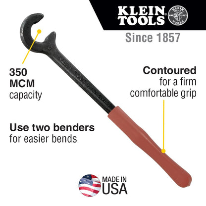 Klein Tools - Cable Bender, 12" Length, Acero Forjado, Negro, Acabado de Óxido Negro Resistente a la Corrosión