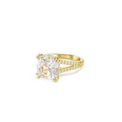 Swarovski Anillo de cóctel Stilla, Talla cuadrada, Blanco, Baño tono oro