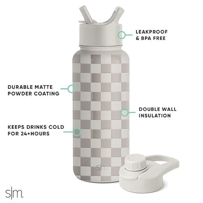 Simple Modern Botella de Agua con Popote, Asa y Tapa para Beber, Aislamiento al Vacío | Frasco Grande | Regalos para Mujeres & Hombres | Summit Colección| 1180ml | Blush
