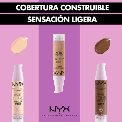 NYX Professional Makeup Bare With Me Sérum Corrector Tono Medium, 9ml - Suero corrector que cubre ojeras, manchas e imperfecciones, cobertura media, hidratación hasta por 24H, fórmula vegana