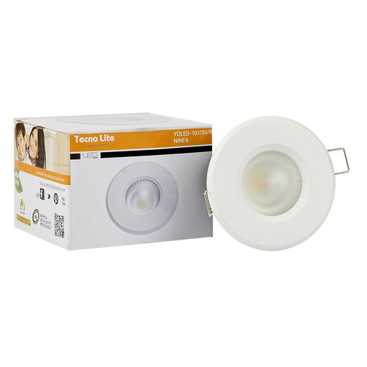 Tecnolite - Lámpara Downlight LED Empotrable 6.5 W, Luz Suave Cálida, A Prueba de Vapor, LED integrado