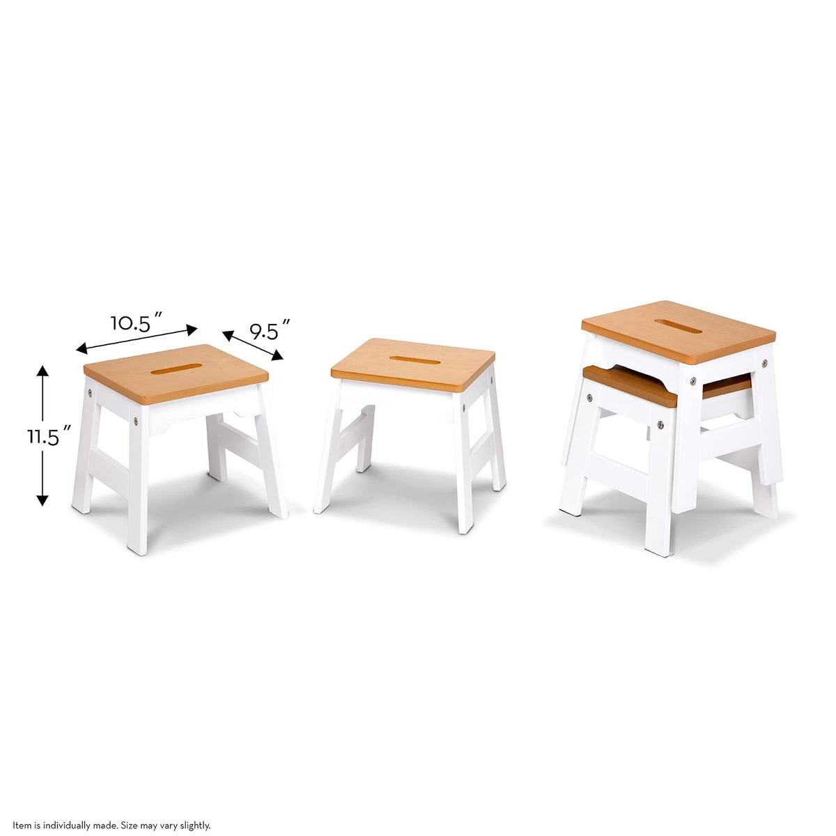 Melissa & Doug Taburetes de Madera - Juego de 4 (Blanco/Natural)