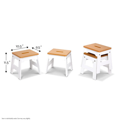 Melissa & Doug Taburetes de Madera - Juego de 4 (Blanco/Natural)