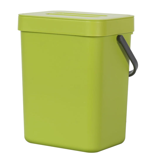 EKO Puro - Cubeta de Basara para Colgar en la Pared con Tapa, 1.32 Galones / 5 L, Pequeña Cubeta de Basura de Cocina para Encimera, Mini Cubeta de Basura de Comida, Color Verde