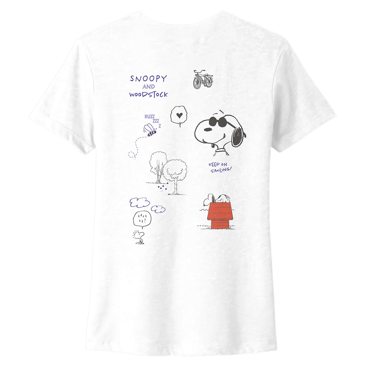 Peanuts Snoopy y Woodstock Playera Casual para Mujer Fit Regular Extra Grande