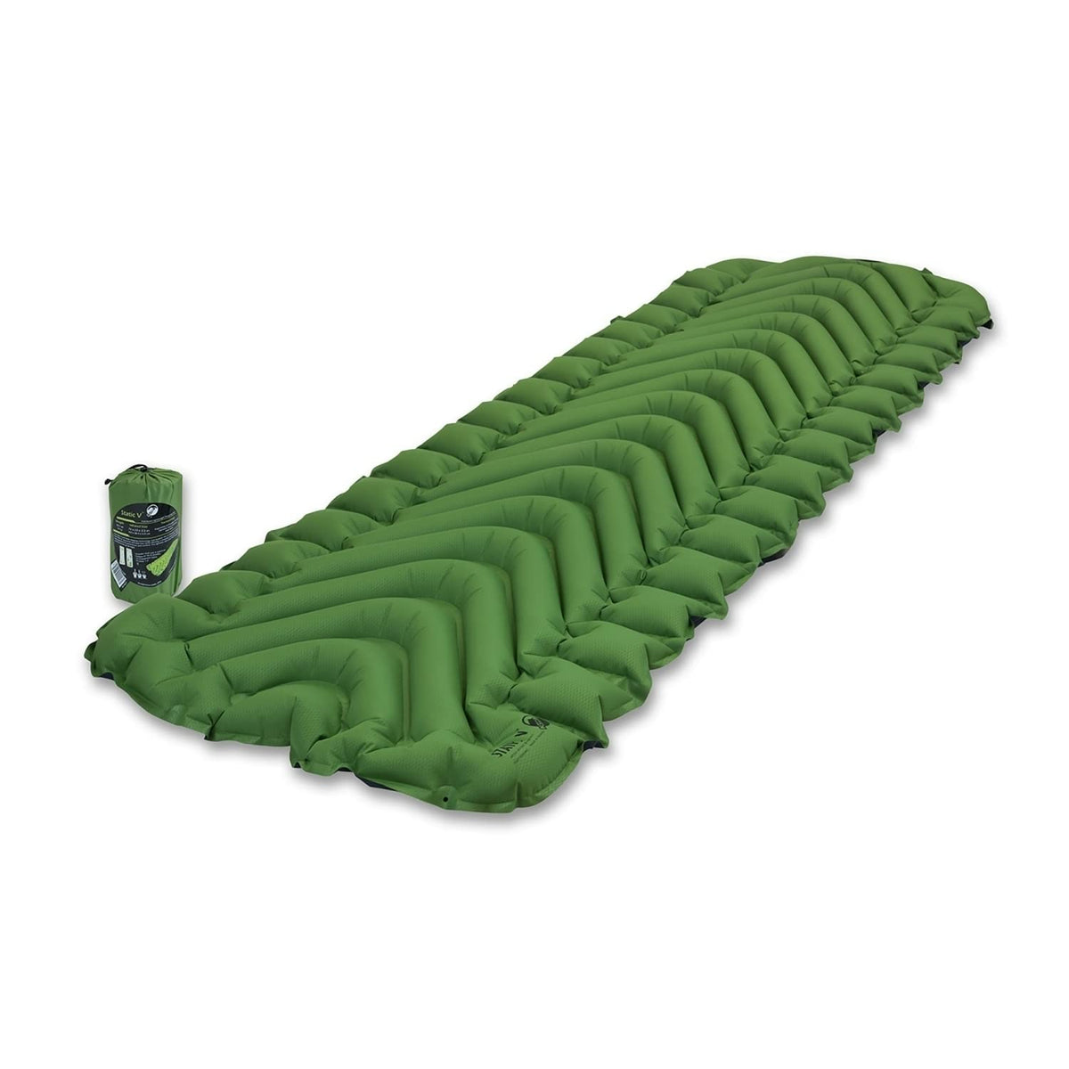 Klymit - Colchón Inflable Ligero Estático V | Cómodo, Ligero, Fácil de Inflar, Portátil para Camping, Mochilero y Senderismo, Verde