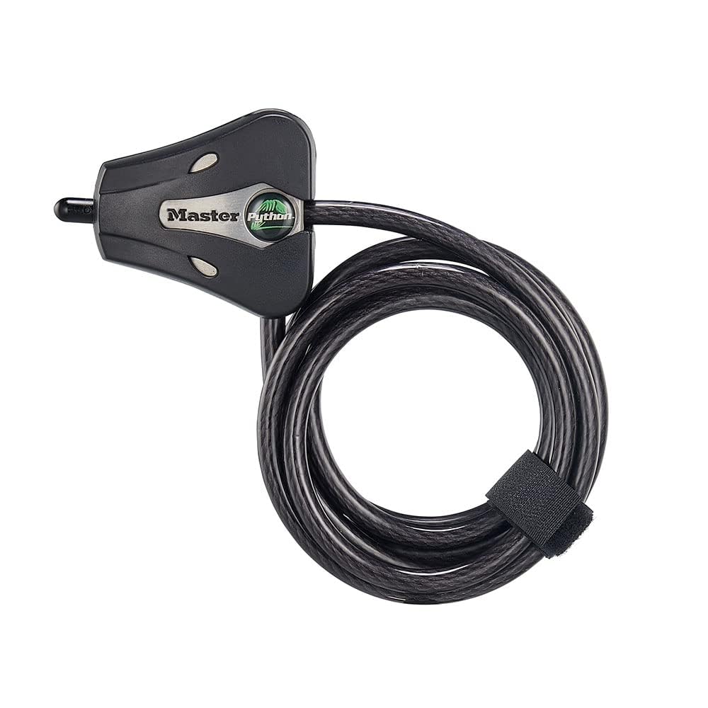 master lock Python ajustable Cable de bloqueo, 1.8 m, 6' x 5/16" diameter, Negro y plateado - Negro -