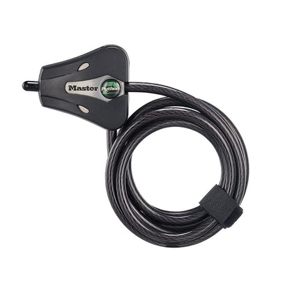 master lock Python ajustable Cable de bloqueo, 1.8 m, 6' x 5/16" diameter, Negro y plateado - Negro -