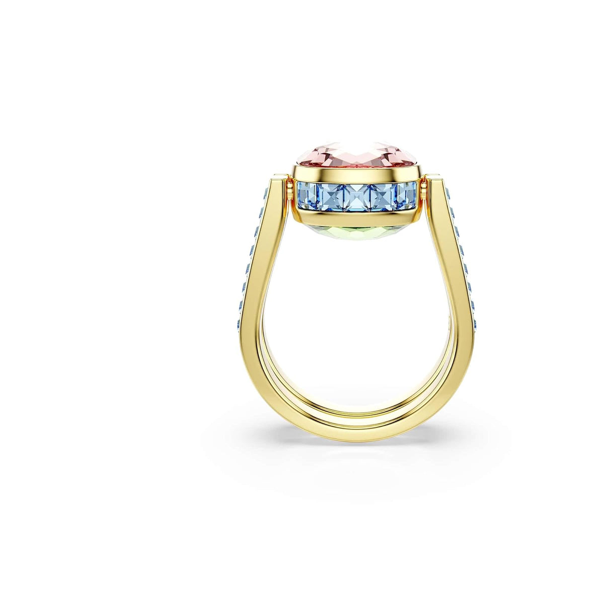 Swarovski Chroma Collection - Anillo con forma de cojín, multicolor, chapado en oro