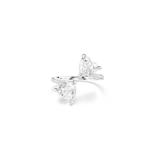 Swarovski Anillo abierto Mesmera Attract, Talla de corazón, Pavé, Corazón, Blanco, Baño de rodio