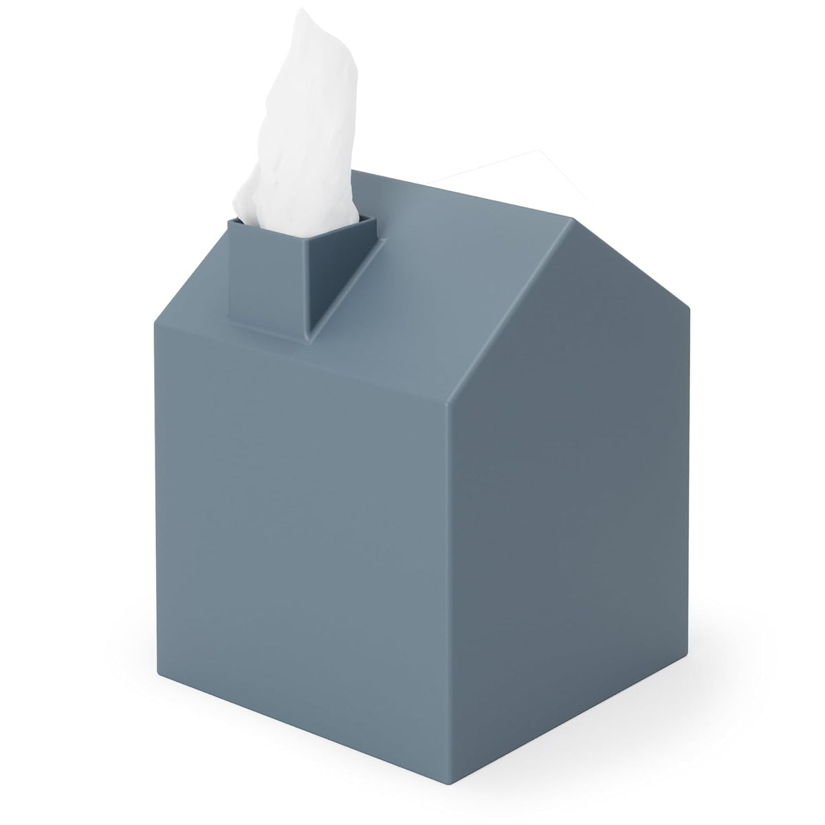 Umbra Caja de pañuelos Decorativa – Dispensador de pañuelos Moderno y Decorativo para baño, Oficina, Dormitorio y más, Color Azul Pizarra, 13 x 13 x 17 cm