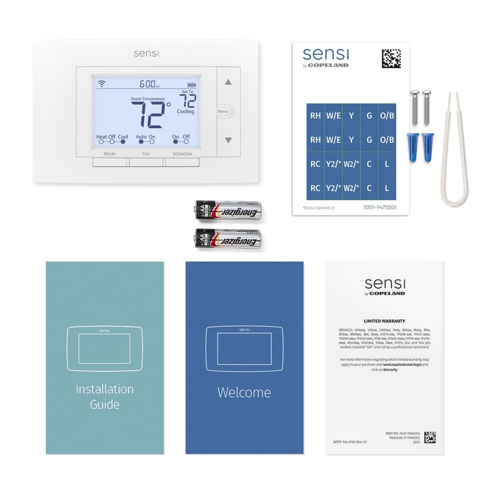 Emerson Sensi Termostato WiFi para Smart Home, hazlo tú mismo con kit de casa, 1, Blanco