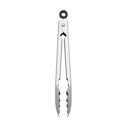 KitchenAid Gourmet - Pinzas para servir de acero inoxidable con gancho para colgar y cierre seguro, 9 pulgadas, acero inoxidable