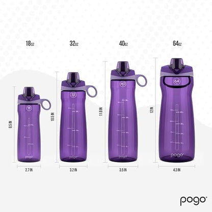 Pogo botella de agua con tapa deslizable, de plástico sin BPA, 40 oz (1182.9ml)