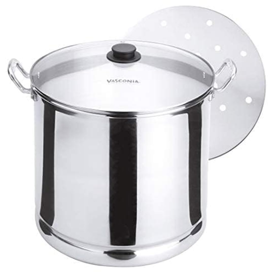 Vasconia Vaporera de Aluminio con Tapa de Vidrio y Rejilla - 26 Litros