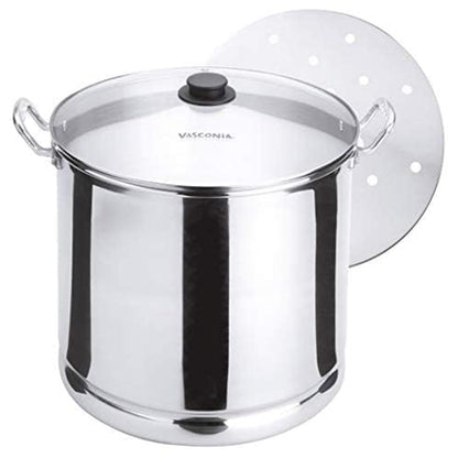 Vasconia Vaporera de Aluminio con Tapa de Vidrio y Rejilla - 26 Litros