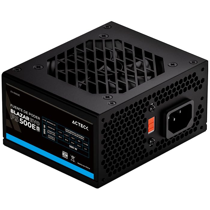 Acteck Fuente de Poder PC 500W Blazar EVO FS500E Slim Micro ATX Negro ES-05002E