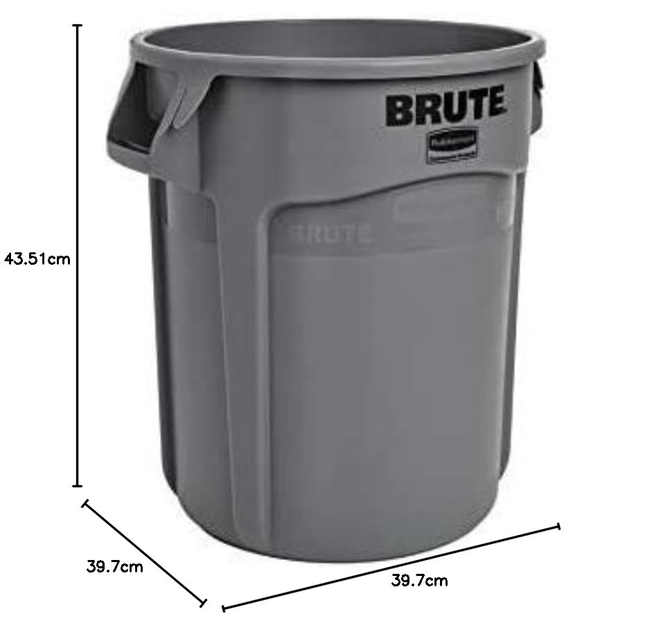 Rubbermaid Commercial Products - Cubo de basura/basura/basurero resistente FG261000GRAY BRUTE, paquete de 6