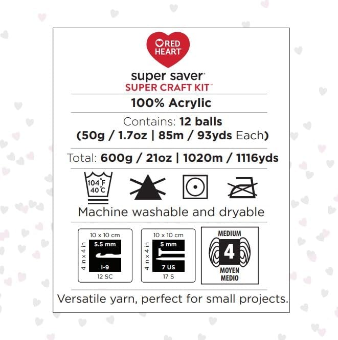 Red Heart Super Saver - Kit de manualidades para ganchillo y tejer y proyectos de Amigurumi