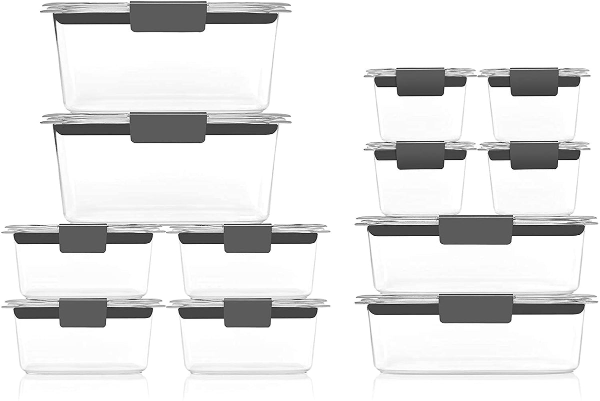 Rubbermaid - Contenedores de Almacenamiento de Alimentos, Plástico sin BPA, Transparente, Juego de 24