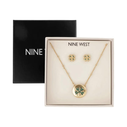 Nine West Box Set Collar Y Aretes Dorado Circular | Mediano, Para mujer, forma circular, contenido 1 collar