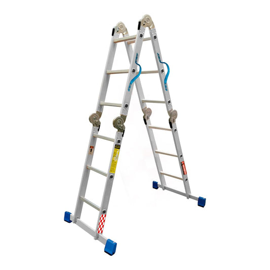 Peldaños 706633 Escalera Multiposiciones de Acero/Aluminio 12 escalones c/charolas Gris